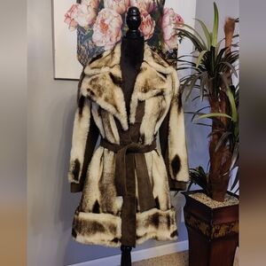 Tissavel France Tocci Faux Fur Coat Jacket Small Medium Womens Authentic